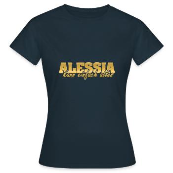 Frau Alessia - Frauen T-Shirt - Navy - Vorne - AI Model Female 172 dark (172cm)