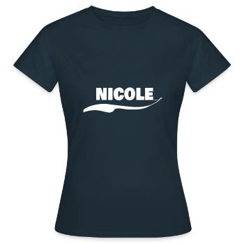 Namensschild Nicole - Frauen T-Shirt - Navy - Vorne - AI Model Female 172 dark (172cm)