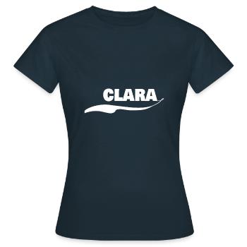 First name Clara - Women's T-Shirt - navy - Front - AI Model Female 172 dark (172cm)
