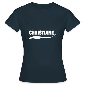 Prénom Chrisitiane - T-shirt Femme - marine - Devant - AI Model Female 172 dark (172cm)