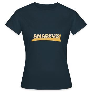 First name Amadeus - Women's T-Shirt - navy - Front - AI Model Female 172 dark (172cm)