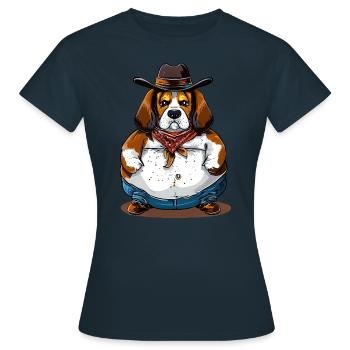 Gros Beagle Cowboy - T-shirt Femme - marine - Devant - AI Model Female 172 dark (172cm)