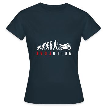 Die Evolution der Menschheit ist das Motorrad - Frauen T-Shirt - Navy - Vorne - AI Model Female 172 dark (172cm)