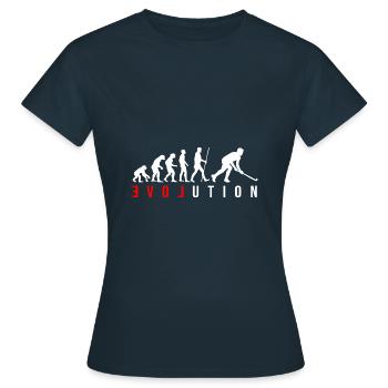 L’évolution du hockey hockey de terrain en cadeau - T-shirt Femme - marine - Devant - AI Model Female 172 dark (172cm)
