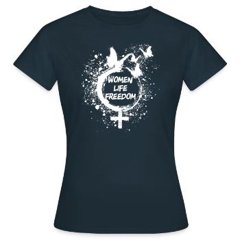 schmetterling,iran, freedom,women life freedom - Frauen T-Shirt - Navy - Vorne - AI Model Female 172 dark (172cm)