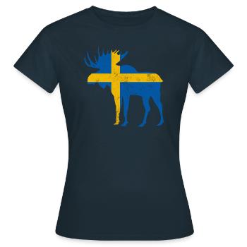 Orignal de Suède avec drapeau - T-shirt Femme - marine - Devant - AI Model Female 172 dark (172cm)