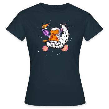 Un astronaute mange une pizza dans l’espace - T-shirt Femme - marine - Devant - AI Model Female 172 dark (172cm)