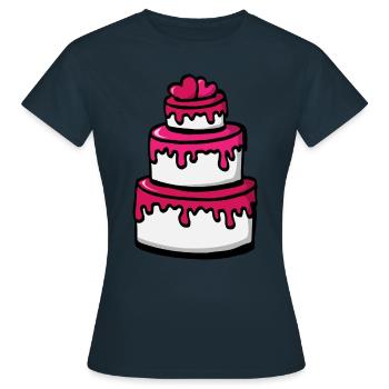 Hochzeitstorte Pink Geschenkidee - Herzen - Frauen T-Shirt - Navy - Vorne - AI Model Female 172 dark (172cm)