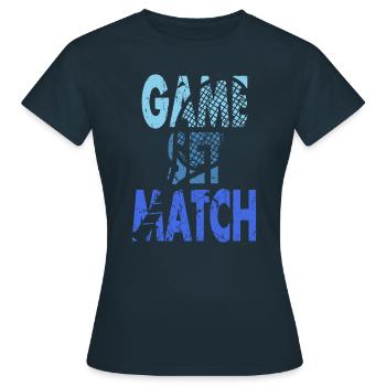 Tennis Shirt Game Set Match Blue Design Hoodie - Frauen T-Shirt - Navy - Vorne - AI Model Female 172 dark (172cm)