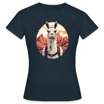 Lama Trekking Randonnée Pérou Bolivie Andes - T-shirt Femme - marine - Devant - AI Model Female 172 dark (172cm)