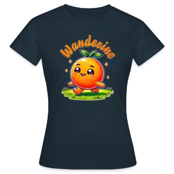 Wanderine - süße Mandarine auf Wanderschaft - Frauen T-Shirt - Navy - Vorne - AI Model Female 172 dark (172cm)