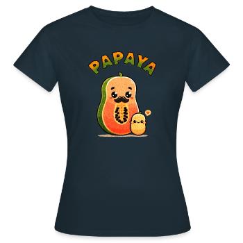 Papaya - süßer Fruchtpapa mit Fruchtkind - Frauen T-Shirt - Navy - Vorne - AI Model Female 172 dark (172cm)