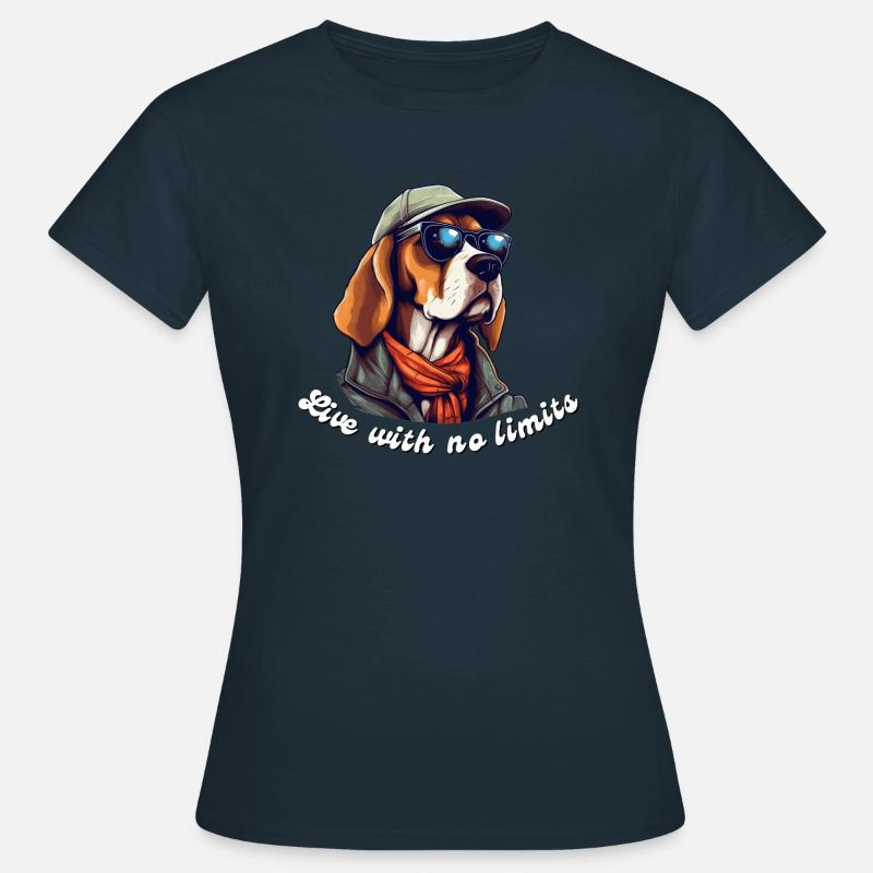 Live with no limits - Hipster beagle - Women's T-Shirt - navy