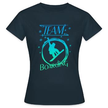 boarden boarding - Frauen T-Shirt - Navy - Vorne - AI Model Female 172 dark (172cm)