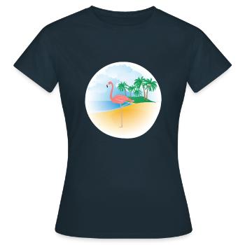 Flamingo - Sur la plage ensoleillée - T-shirt - T-shirt Femme - marine - Devant - AI Model Female 172 dark (172cm)