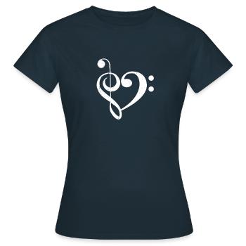 Musik Herz - Chor Klavier Violine Geige Cello - Frauen T-Shirt - Navy - Vorne - AI Model Female 172 dark (172cm)