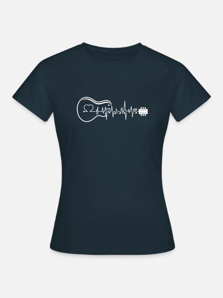 Gitarre Gitarrist Herzschlag Shirt Geschenk - Frauen T-Shirt - Navy