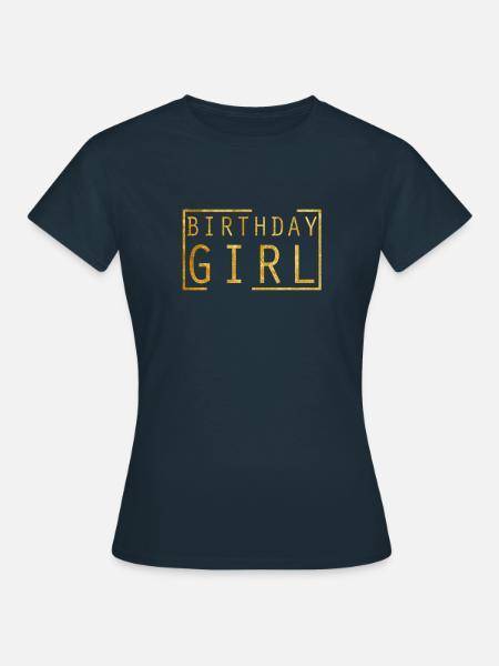 Anniversaire Fille Paillettes D'or - T-shirt Femme - marine