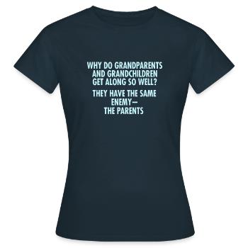 Warum Großeltern und Enkelkinder? - Frauen T-Shirt - Navy - Vorne - AI Model Female 172 dark (172cm)