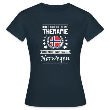 Keine Therapie Ich Muss Nur Nach Norwegen - Frauen T-Shirt - Navy - Vorne - AI Model Female 172 dark (172cm)