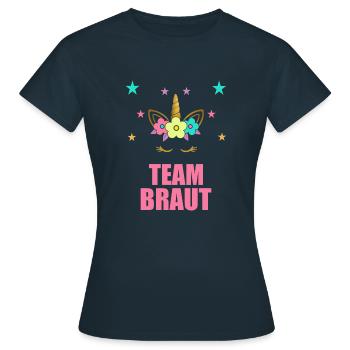 Team Braut Einhorn JGA Junggesellenabschied - Frauen T-Shirt - Navy - Vorne - AI Model Female 172 dark (172cm)