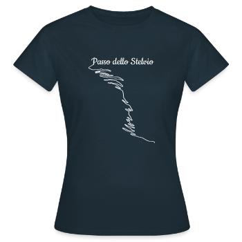 Passo dello Stelvio Bike Motorrad und Radsport Shi - Frauen T-Shirt - Navy - Vorne - AI Model Female 172 dark (172cm)