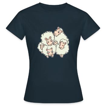 Troupeau de moutons troupeau d'agneau laine horde - T-shirt Femme - marine - Devant - AI Model Female 172 dark (172cm)