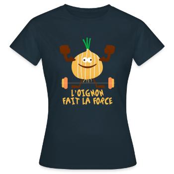 Zwiebel - Frauen T-Shirt - Navy - Vorne - AI Model Female 172 dark (172cm)