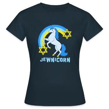 Judaïsme Licorne Davidstern Juif Juif - T-shirt Femme - marine - Devant - AI Model Female 172 dark (172cm)