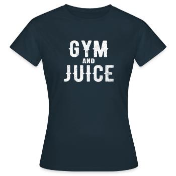 Turnhalle und Saft - lustiges Eignungs-Training - Frauen T-Shirt - Navy - Vorne - AI Model Female 172 dark (172cm)