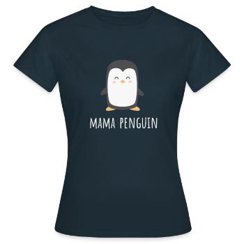 Penguin Mama - Funny Cute Mom Gift - Frauen T-Shirt - Navy - Vorne - AI Model Female 172 dark (172cm)