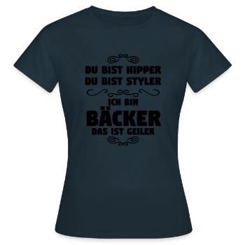 Bäcker SHIRT - Bäckermeister Geschenk - Frauen T-Shirt - Navy - Vorne - AI Model Female 172 dark (172cm)