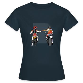 Motorradfahrer geben sich eine Ghetto Faust - Frauen T-Shirt - Navy - Vorne - AI Model Female 172 dark (172cm)