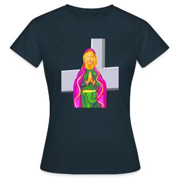 Madonna - Jungfrau Maria - Virjine Mary - Frauen T-Shirt - Navy - Vorne - AI Model Female 172 dark (172cm)