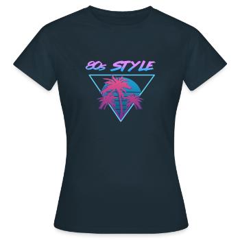 80s style Achtziger Style 1980 Retro Jahrzehnt - Frauen T-Shirt - Navy - Vorne - AI Model Female 172 dark (172cm)