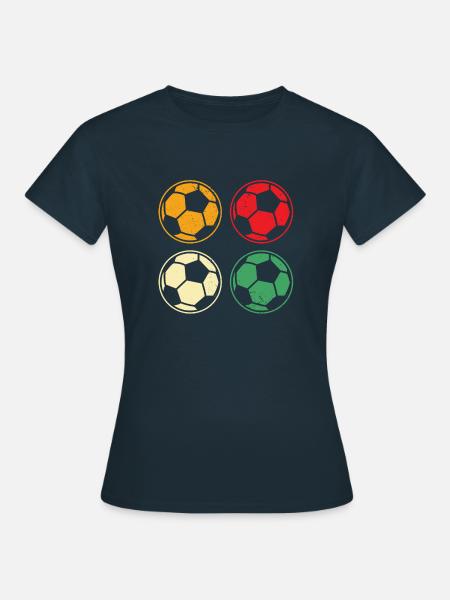 Cooler Retro Fußballspieler Ball | Jungen Herren Futbol S. - Frauen T-Shirt - Navy