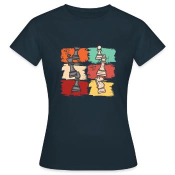 Échiquier rétro échiquier pions - T-shirt Femme - marine - Devant - AI Model Female 172 dark (172cm)