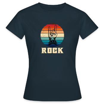 Rock Musiker Rocker Gitarrist Fan Konzerte - Frauen T-Shirt - Navy - Vorne - AI Model Female 172 dark (172cm)