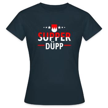 Supper Düpp Franconian sayings Franggn - Women's T-Shirt - navy - Front - AI Model Female 172 dark (172cm)