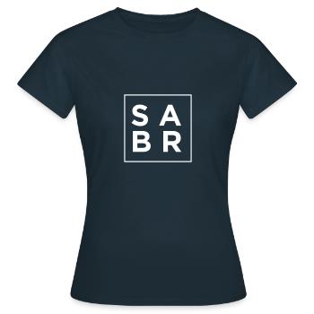 Sabr Square White Islamic Print - Women's T-Shirt - navy - Front - AI Model Female 172 dark (172cm)