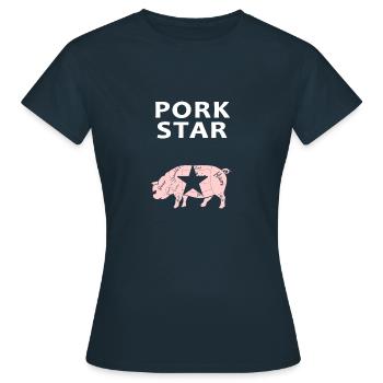 Lustiger Barbecue Design Schweinefleischstern - Frauen T-Shirt - Navy - Vorne - AI Model Female 172 dark (172cm)