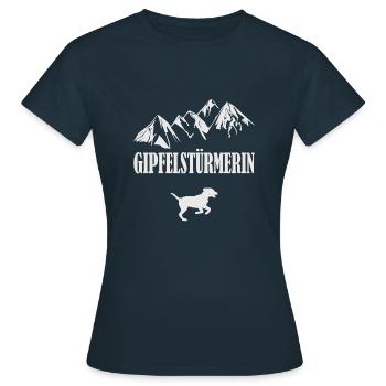 Gipfelstürmerin Wandern mit Hund macht mehr Spaß - Frauen T-Shirt - Navy - Vorne - AI Model Female 172 dark (172cm)