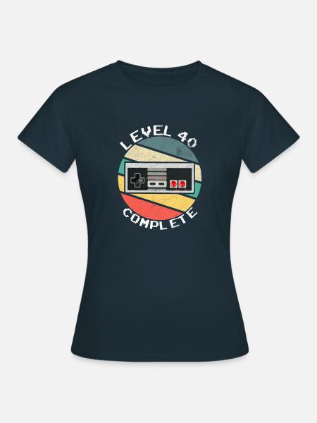 Level 40 Complete 40th Birthday Gift Retro Gamer - Women's T-Shirt - navy