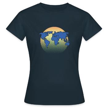 World Globus Weltkugel erde - Frauen T-Shirt - Navy - Vorne - AI Model Female 172 dark (172cm)