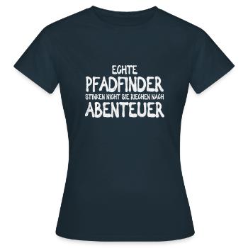 echte Pfadfinder stinken nicht Wanderer Natur - Frauen T-Shirt - Navy - Vorne - AI Model Female 172 dark (172cm)