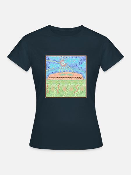 Aires Rock Autralian Aboriginal Art - Women's T-Shirt - navy