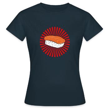 Sashimi Sushi Maki Nigiri Japanische Delikatesse - Frauen T-Shirt - Navy - Vorne - AI Model Female 172 dark (172cm)