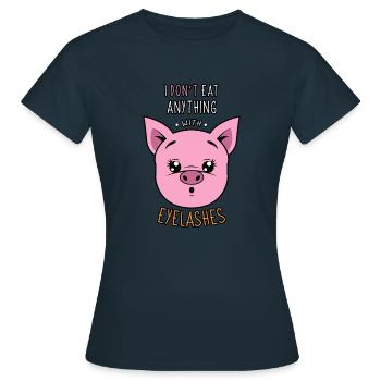 Je ne mange rien qui a des cils Vegan Love pour les animaux - T-shirt Femme - marine - Devant - AI Model Female 172 dark (172cm)