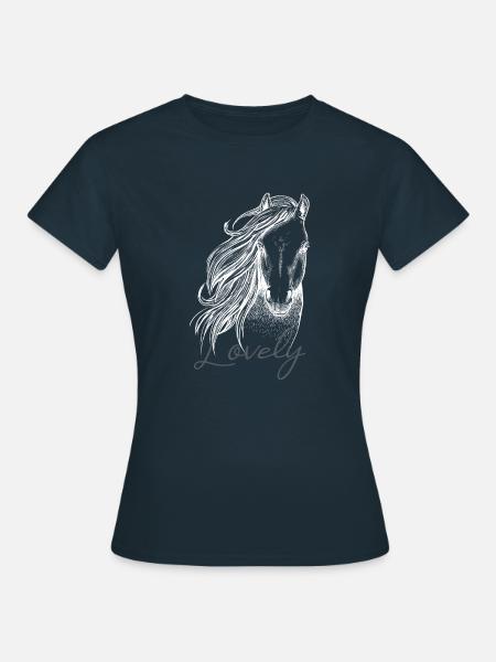 Lovely Pferdekopf Pferdeliebe Reitsport - Frauen T-Shirt - Navy