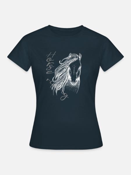 Horse riding Pferdekopf Pferdeliebe Reitsport - Frauen T-Shirt - Navy